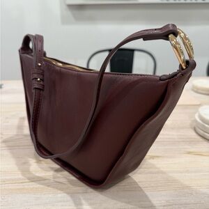 Deep Burgundy Faux Leather Shoulder Bag